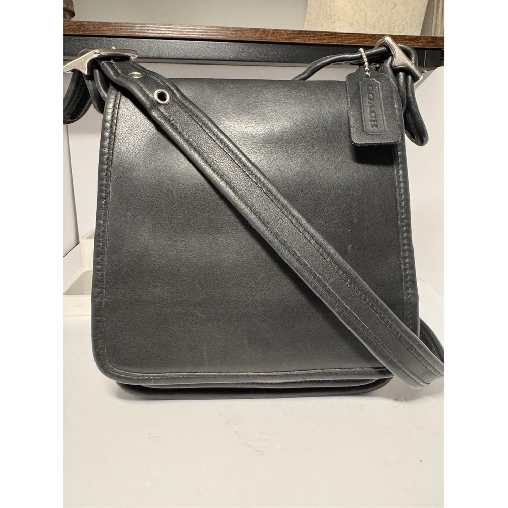 VTG Coach Bag Legacy Medium Studio Flap 9145 Black Leather Crossbody Purse Y2K